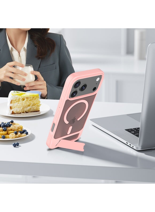 ZXING Military Grade MagSafe iPhone 17 Pro Max Case in Pink with Drop Protection Adjustable Stand and Slim Profile - Image 1